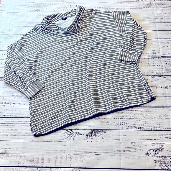Talbots White with Black‎ Stripes Turtleneck Tunic - Picture 1 of 6